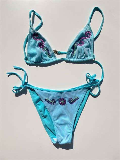 blue versace bathing suit